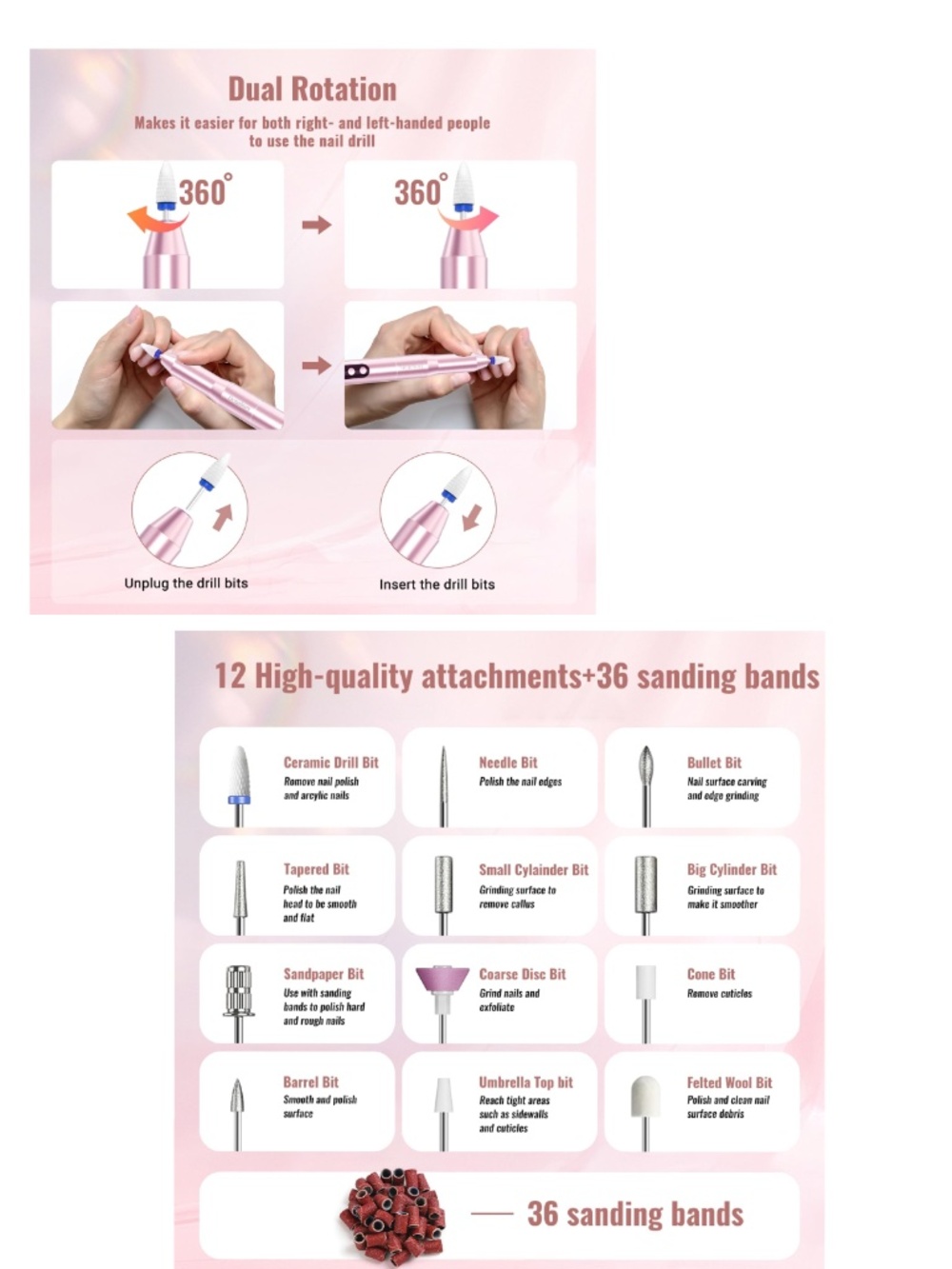 LED Nail Light And Nail Drill Set Pink - Picture 4 of 15
